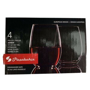 NEW Pasabahce Set of 4  Amber Stemless Wine Glass